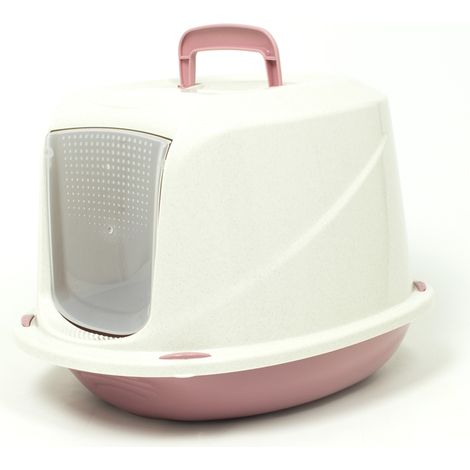 Lettiera Toilette Per Gatti Con Coperchio e Sportello 45x36x32,5cm Mod 700098 Rosa (1/4)