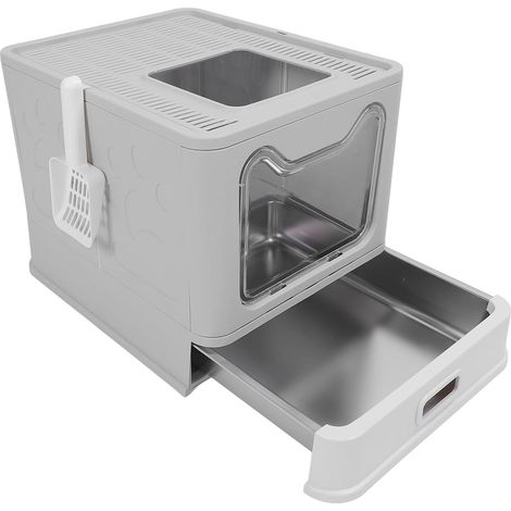 Closed Cat Litter Tray with Lid, Drawer Style Pet Odour Control, Large Closed Cat Litter Tray, Foldable Covered Cat Litter Tray, Cat Litter Tray (1/5)