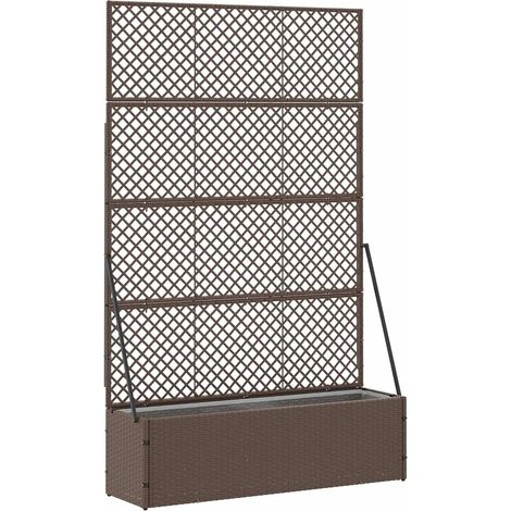 Cache-pot de jardin rectangulaire moderne 105 x 30 x 170 cm durable ambiance épurée en métal marron (1/5)