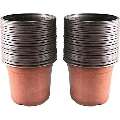 Enowelir Lot de 100 Pots en Plastique pour Semis et Plantation, 10 cm (1/4)