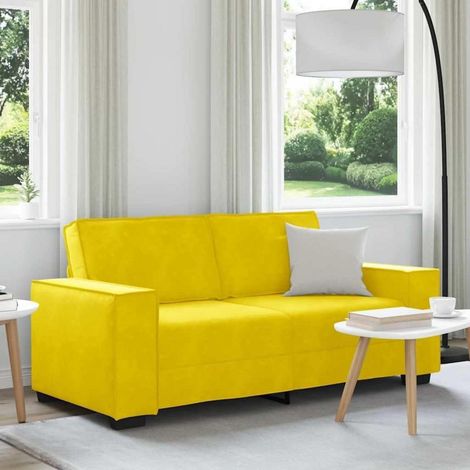 2-Sitzer Sofa Samt Gelb 140 cm mit breiten Armlehnen (1/5)