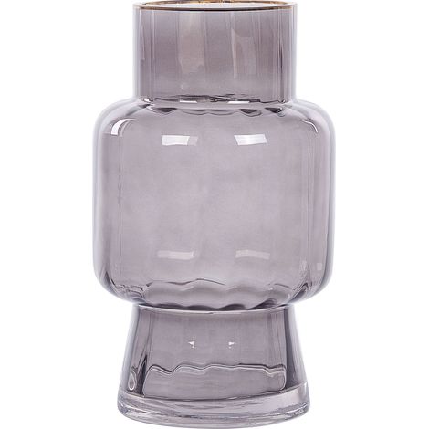 Vaso di fiori in vetro grigio dalla forma astratta 26 cm Megalo
