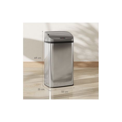 Papelera de cocina con sensor 48 L, cierre automático, acero inoxidable, plateada HAVRYA (1/5)