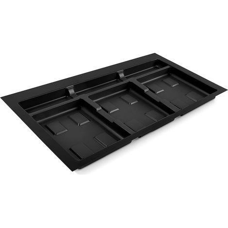 Base Recycle pour poubelles pour tiroir de cuisine, 3 cavitès, Base module 80cm (736x482mm), Plastique noir (1/5)