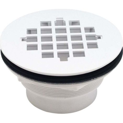 72104204 White Plastic Flexible Shower Floor Drain with ABS Chrome Cover for Bathroom MUMU (1/2)