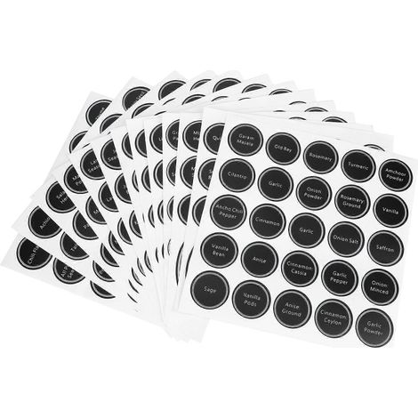 13 wiederverwendbare, bedruckte Etiketten, runde Klebeetiketten für Gewürzgläser, Weinflaschen usw.