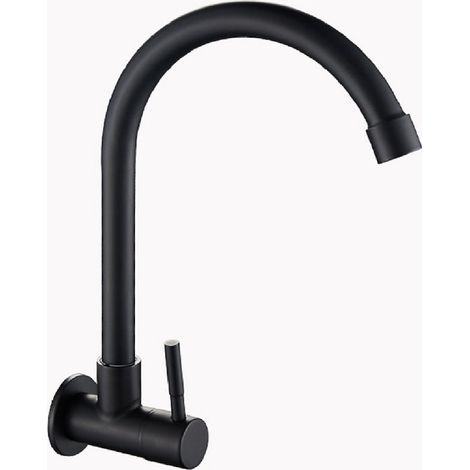 Robinet mural cascade encastré noir mat – Longueur du bec 20 cm – Éclairage LED intégré – Design moderne (1/5)
