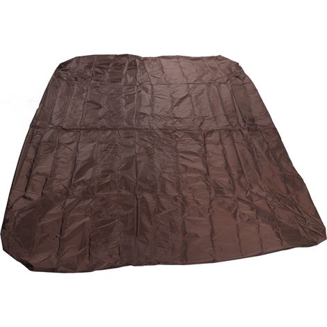Housse de protection pour baignoire extérieure 190 cm en taffetas de polyester enduit d'argent, imperméable, pour sources thermales, format carré, résistante à la pluie, 210 x 210 x 30 cm, marron (1/5)