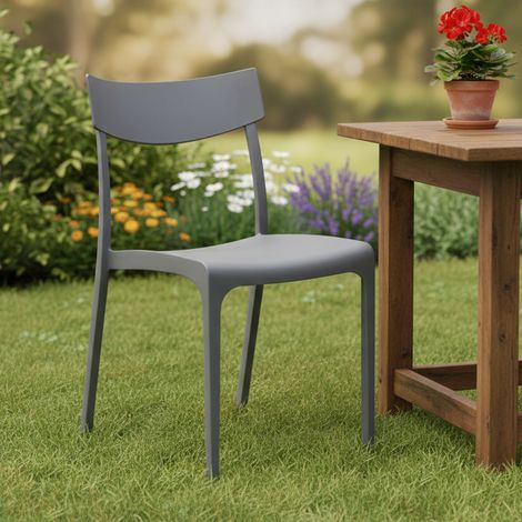 Dmora - Sillas de Jardín Lupia, Silla de jardin, Asiento exterior multiusos, Banco de jardín, Made in Italy, 54x46 h80 cm, Gris (1/3)