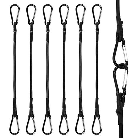 Tendeurs Elastique avec Mousqueton, Tendeur Elastique, 30CM Tendeurs Elastique avec Crochets pour Camping, Bâches, Tente, Bagages, Voitur et Motos (1/3)