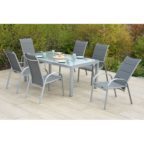 Amalfi Set 7tlg 4 Sessel hoch 2 Sessel Tisch 190x100cm