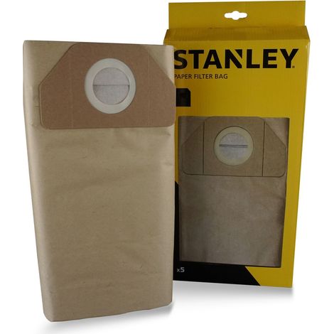 Lot de 5 sacs filtrants en papier 30 l – Pour aspirateurs solides et liquides – Protection moteur double – Compatible modèles Stanley SXVC30XTDE