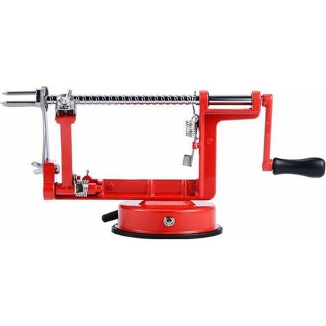 Éplucheur Pomme de Terre - 3 Fonctions Peler Évider Trancher - Acier Inoxydable - Base Aspiration Caoutchouc - 30 x 13 x 10 cm - 1 Pièce (1/4)