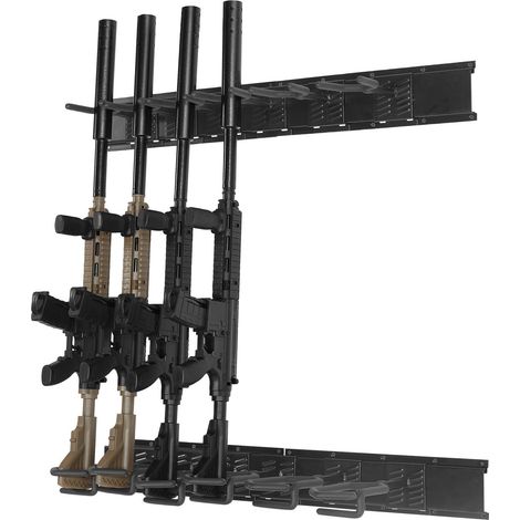 Râtelier à fusils mural d'intérieur, râtelier vertical à 6 emplacements pour fusils et carabines, support mural en métal robuste de 81,6 kg avec rembourrage souple (1/5)