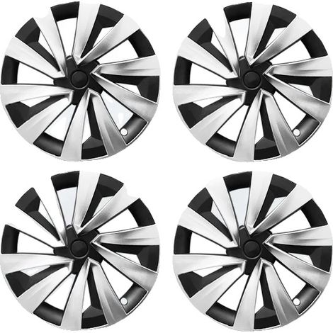 Tapa central de rueda para Tesla Model Y, fácil instalación, material duradero, color negro Turbine Silver, Tesla-a, Nuevo Model Y 19IN-a (1/2)