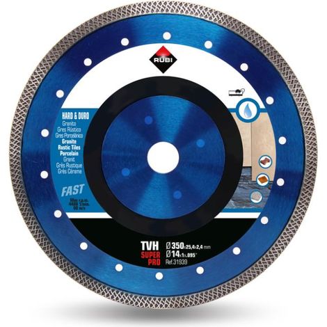 Rubi – Disque diamant 350mm pour meuleuse – Bande diamantée TURBO VIPER – Coupe rapide pour granit et matériaux durs – Alésage 25,4mm