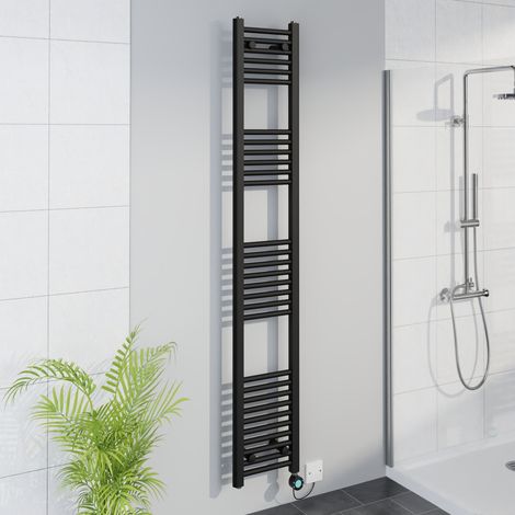 WiFi Thermostatic Straight Towel Rail Timer Black 1800x300mm