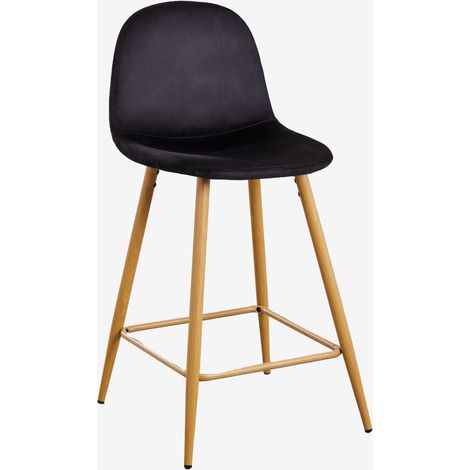 Taburete alto en terciopelo Glamm SKLUM Madera Natural ↑65 cm (1/5)