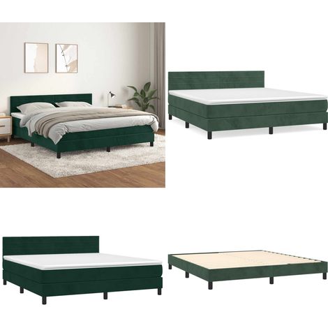 Sommier à lattes de lit et matelas Vert foncé 180x200cm Velours - Lit Tapissier - Lit Velours - Lit Double - Literie - Chambre À Coucher - Home & Living (1/5)