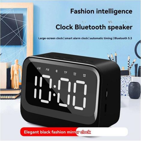 Barre de Son Portable à Double Horloge, Lecteur de Musique Sans Fil, Bluetooth, Support de Carte TF, Noir (1/5)