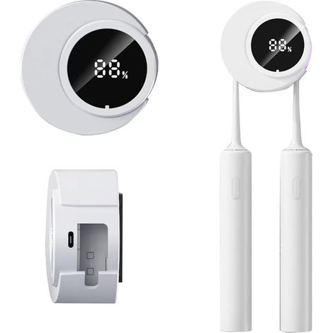 Zahnbürstenhalter und -sterilisator mit UV-Technologie, 2-facher Halterung und LED-Display fürs Badezimmer (Weiß), reinigt und trocknet (1/4)