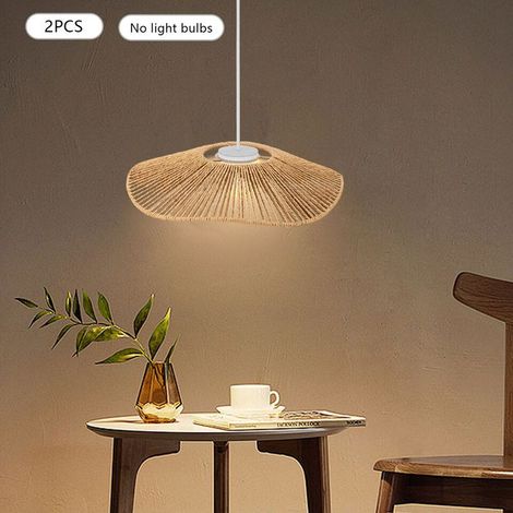 Senderpick – Set mit 2 runden, handgeflochtenen Lampenschirmen aus Kunstfasergeflecht – Retro-Design – Durchmesser 30 cm – Für Kronleuchter und dekorative Bereiche (1/5)