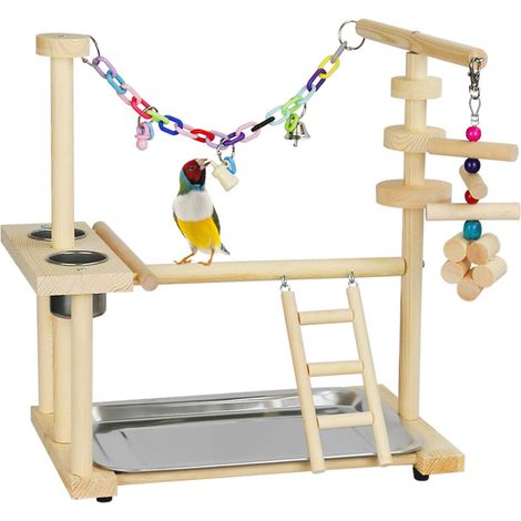 Cage de jeu pour perroquets, perchoir en bois, aire de jeux