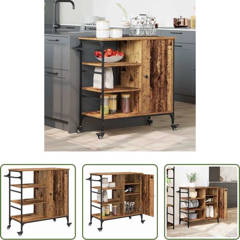 Chariot cuisine - Chariot de cuisine Bois ancien 87.5 x 39 x 84.5 cm (1/5)