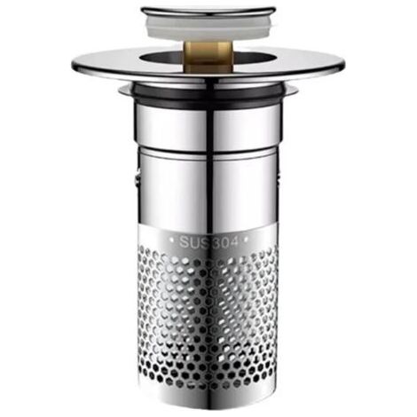 Bonde évier pop-up universelle - Acier inox 304 & laiton, anti-odeur double mode, compatible 33-40mm, installation facile sans outil (1/4)