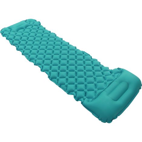 Ultraleichte aufblasbare Campingmatratze mit eingebauter Luftpumpe, ideal zum Wandern, Campen und für Reisen in die Natur, pfauenblau. (1/4)