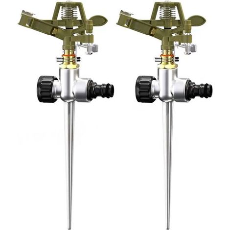 2X Garden Sprinkler Ground Stake Irrigation up to 24m 360° Spray Nozzle Pulse Sprinkler