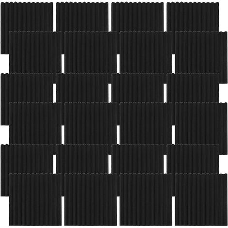 Lot de 24 panneaux de mousse acoustique insonorisante pour studiotraitement acoustiqueisolation phoniquepanneaux en forme de coin pour studioetc.noir (1/5)