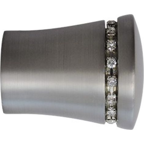 COPPIA DI TERMINALI  DECORATIVI PER TUBOD.25MM COL.NICHEL CON STRASS (1/2)