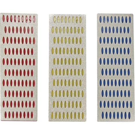 Pierre à aiguiser au diamant 3 pcs – Grain #150, #300, #400 – Pour couteaux et ciseaux – HFIS3 – Toolland