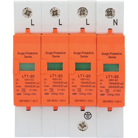 Dispositif de parafoudre AC 420 V, dispositif de parafoudre basse tension triphasé à quatre fils 4P 20KA (1/5)