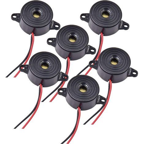 Buzzer Électronique 12v Buzzer DC 3-24V Sirène 12v Buzzer 85dB Alarme Électronique Buzzer pour 6 Pièces, Longueur du Câble 120 mm (1/5)