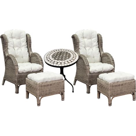 2 Stück Rattan Ohrensessel mit Fußhocker und Mosaiktisch-2xMRS01+MMC4342-Tisch (1/4)