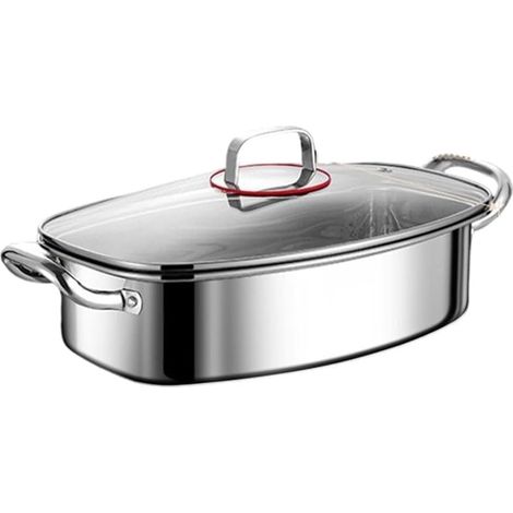 Pocheuse à poisson professionnelle 42 x 26 cm en acier inoxydable pour cuisson à la soupe (1/5)
