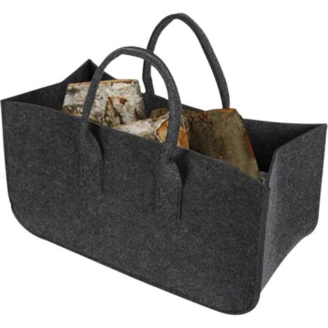Filz-Holztragetasche für Kamin, Grill und Aufbewahrung im Haushalt - Große Tasche (50 x 25 x 25 cm) mit stabilen Griffen und kompaktem Design (3 Farben)