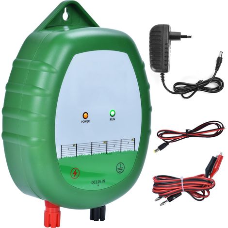 Elettrificatore per recinzione elettrica da 10 km, Elettrificatore per recinzione elettrica impermeabile, recinzione elettrica per animali, recinto elettrico per pastori, allevamento di animali, recin (1/4)