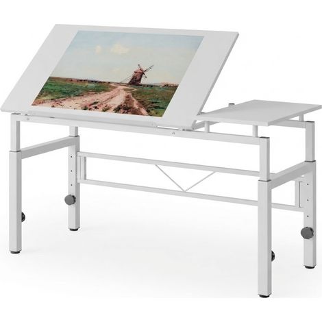 ELVMI Tavolo da Disegno Regolabile in Altezza con Piano Inclinabile e 4 Piedini Livellatori per Ufficio e Studio (1/4)