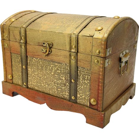 Boîte de rangement décorative rétro élégante en bois, boîte à bijoux, organisateur pour bracelets, colliers et cosmétiques, couleur or, taille L (1/5)