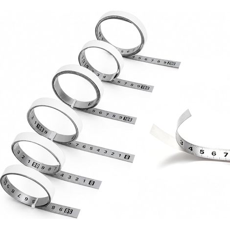 6 Pièces Mètre Ruban Autocollant, Mètre Ruban Adhésif, Règle Métrique Auto-adhésive 1m/2m - Règle Autocollante en Acier au Carbone pour Établi, Machine, Menuiserie (1/5)