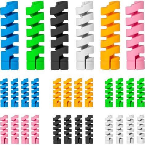 30pcs Protecteur de Câble de Chargeur, Silicone Protège Câble Protecteur Chargeur Flexible Protecteur de Câble Spiralé pour Téléphones Ordinateurs Portables Câbles de Données (6 Couleurs) (1/5)