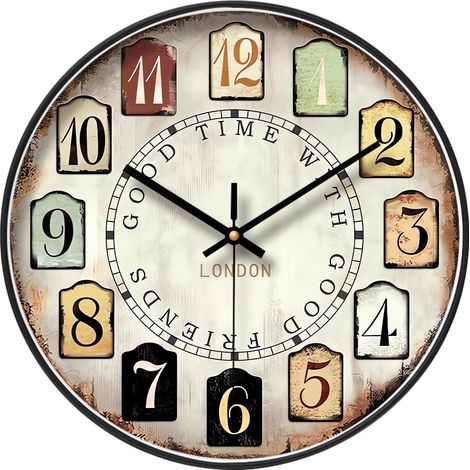 CCYKXA Dekorative Vintage-Wanduhr mit großen arabischen Ziffern, klassische Wanduhr für Wohnzimmer und Schlafzimmer