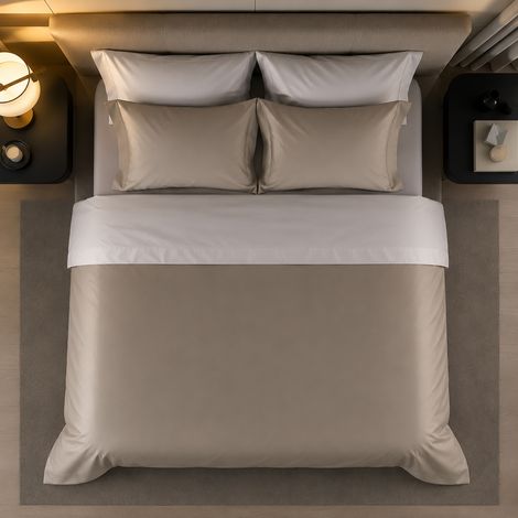 Set Completo Letto Singolo Rosinone, in Percalle, Lavabile in Lavatrice, Sfumatura Colore Struttura Chiaro, Marrone Chiaro (1/4)