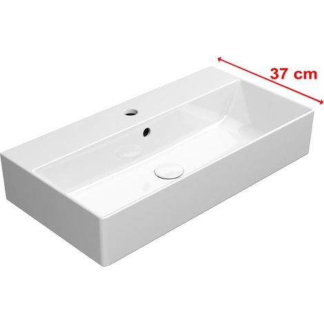 Lavabo en céramique KUBE X 70x37cm, blanc ExtraGlaze (1/4)