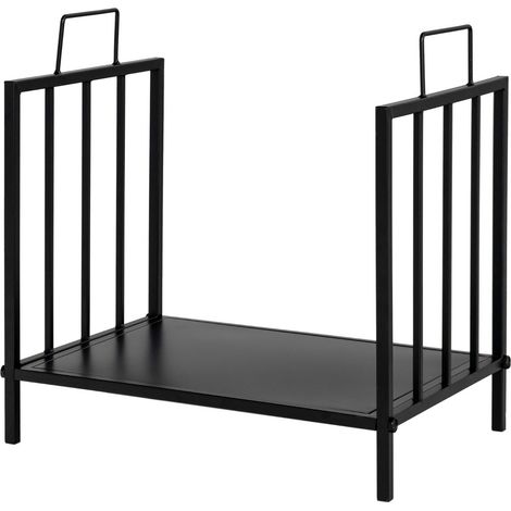 Porta legna da ardere 46 x 31 x 46 cm capacità 50 kg design moderno in acciaio nero 200020561