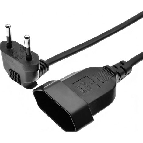 Rallonge Électrique Eurostecker - Câble avec Prise Plate à 90° - 0,3m, 2PCS, Noir - Idéal pour Appareils Électroménagers et Bureau, Compact et Flexible (1/5)