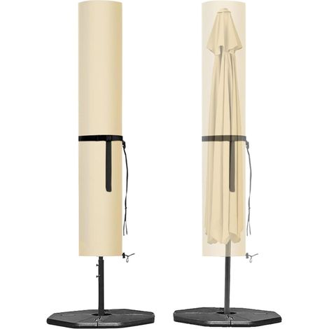 Housse Parasol Déporté, Housse de Protection pour Paraso avec Perche, Imperméable, Anti-UV, Coupe-Vent, Housse de Parasol de Jardin Extérieur Beige 190X50/50 cm (1/5)
